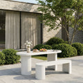 2 PCS Modern Outdoor Concrete Dining Set (1 Table & 1 Bench) - Terrazzo