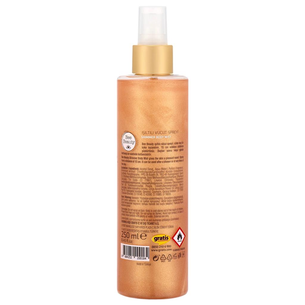 Bee Beauty Rose Gold Shimmer Body Spray for Glowing Skin 250 ml