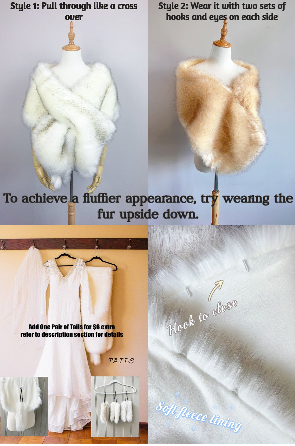 Blush with Black Tips Faux Fur Shawl (Lilian Blu02)