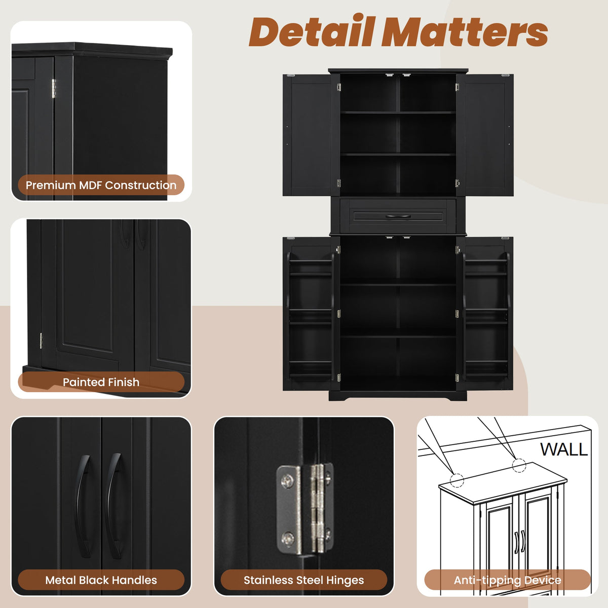 Bathroom Storage Cabinet with Multi-Functional Storage Space