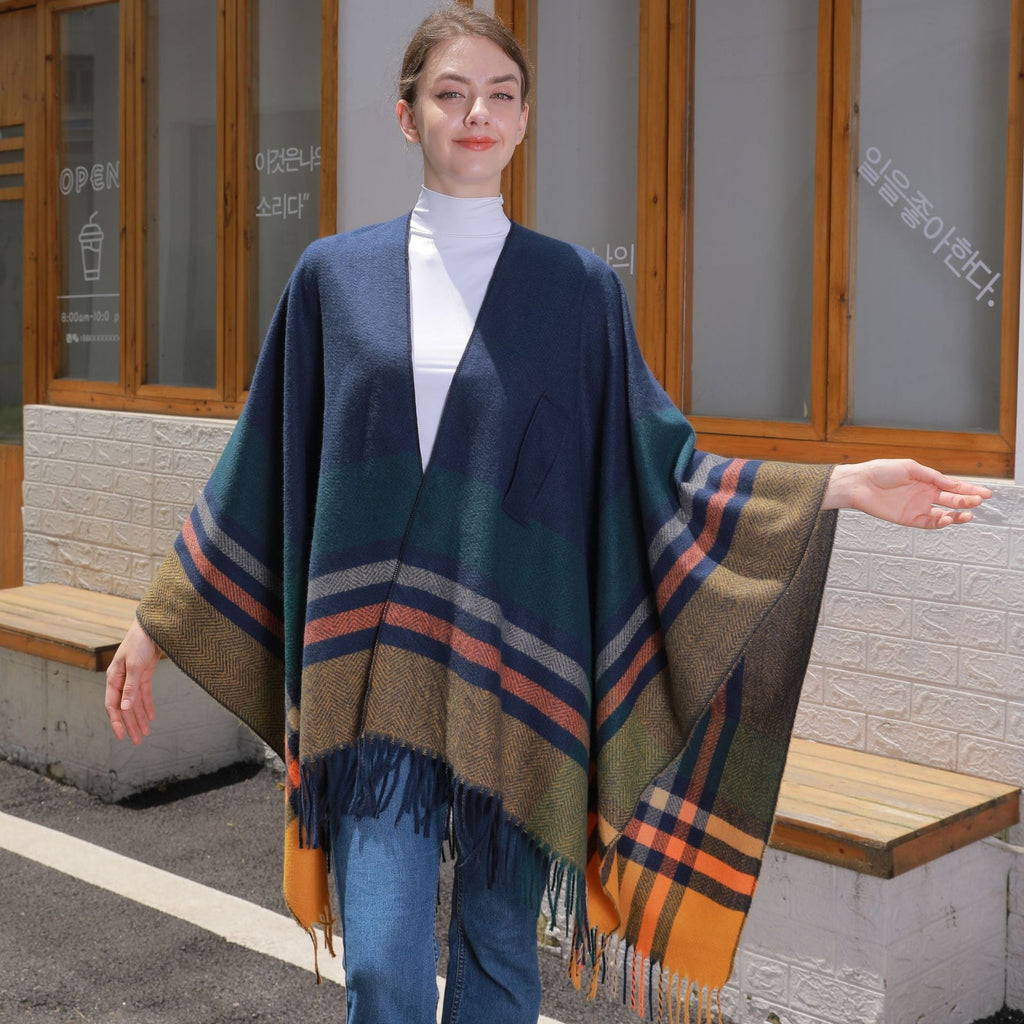 Adjustable Strap New European And American Classic Plaid Shawl