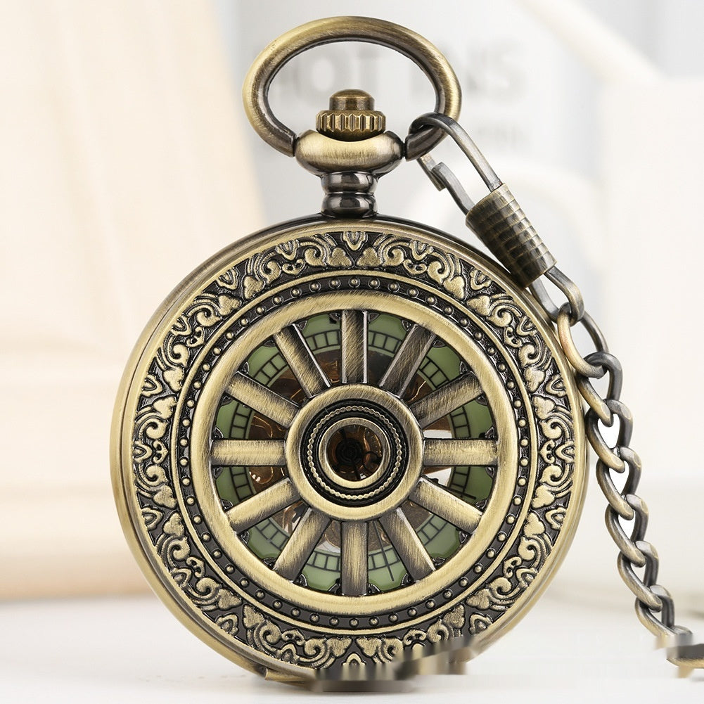 Openwork Carved Floral Roman-Style Pocket Watch