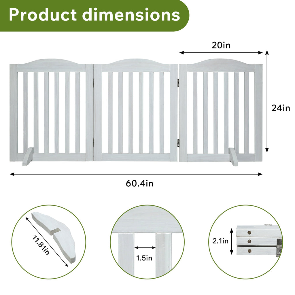 Wooden Freestanding Foldable Pet Gate for Dogs