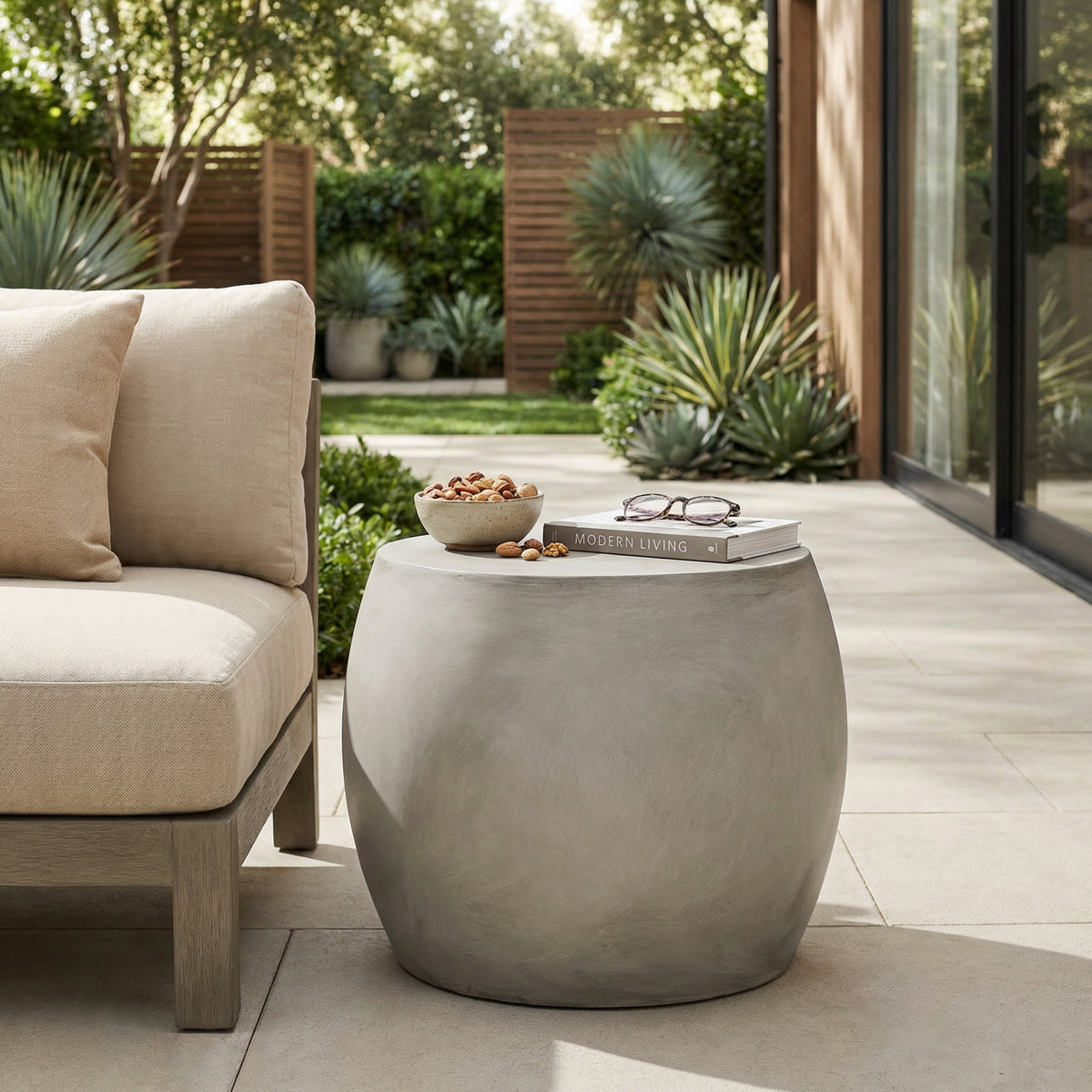 Outdoor Oval Lightweight Concrete Side Table