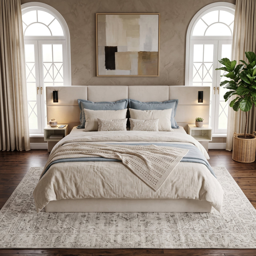 Soft, Comfortable, Luxurious Upholstered Smart Bed with Reading Light - King