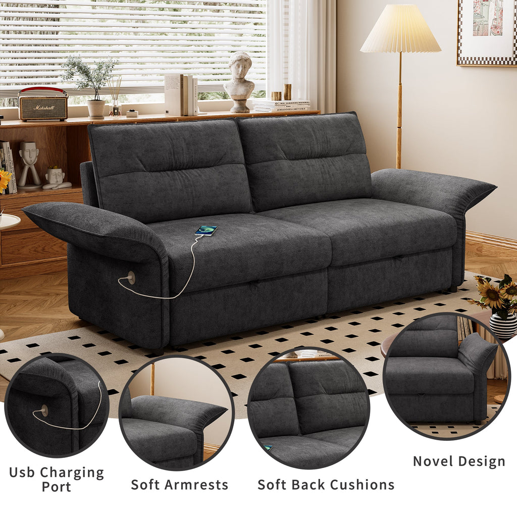 Multi-Functional Sofa Bed with Plush Fabric