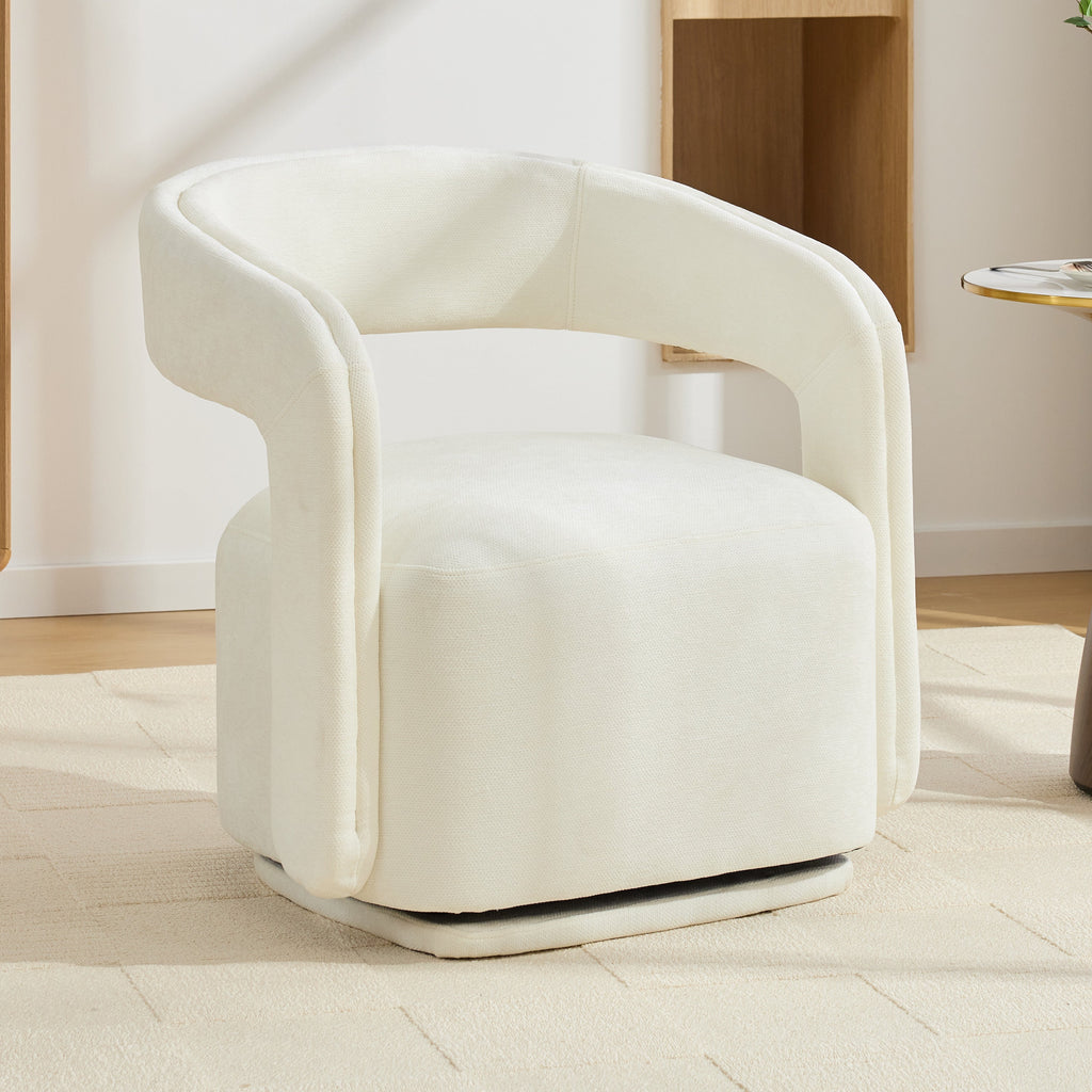 Chenille Fabric Swivel Accent Armchair