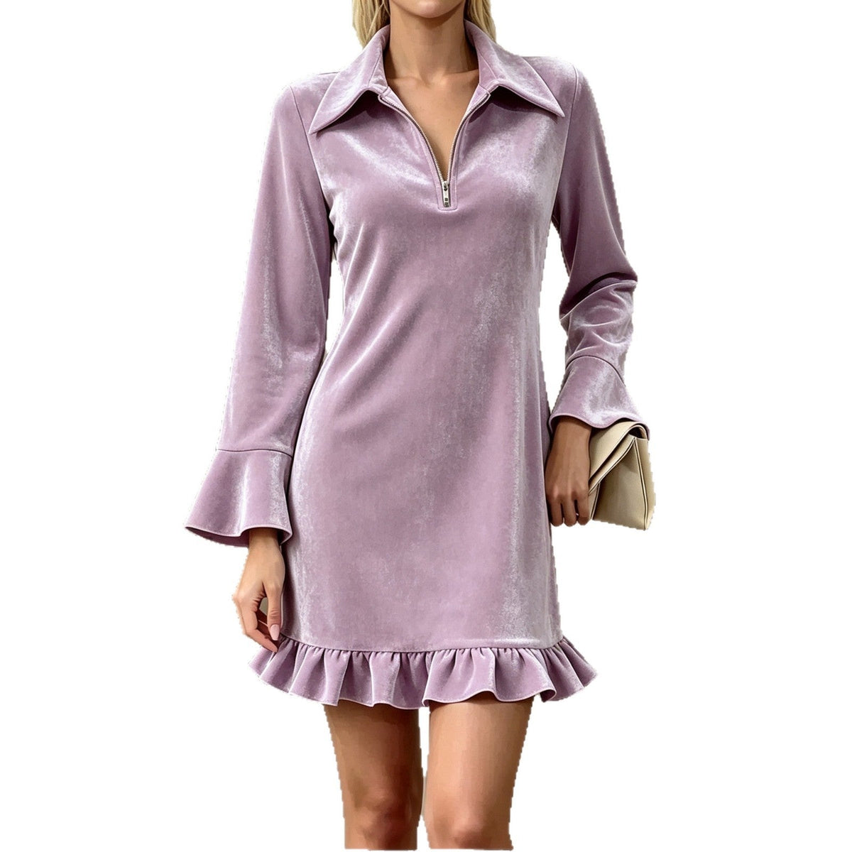 Women's Fashion Korean Velvet Elegant Slim-Fit Dress