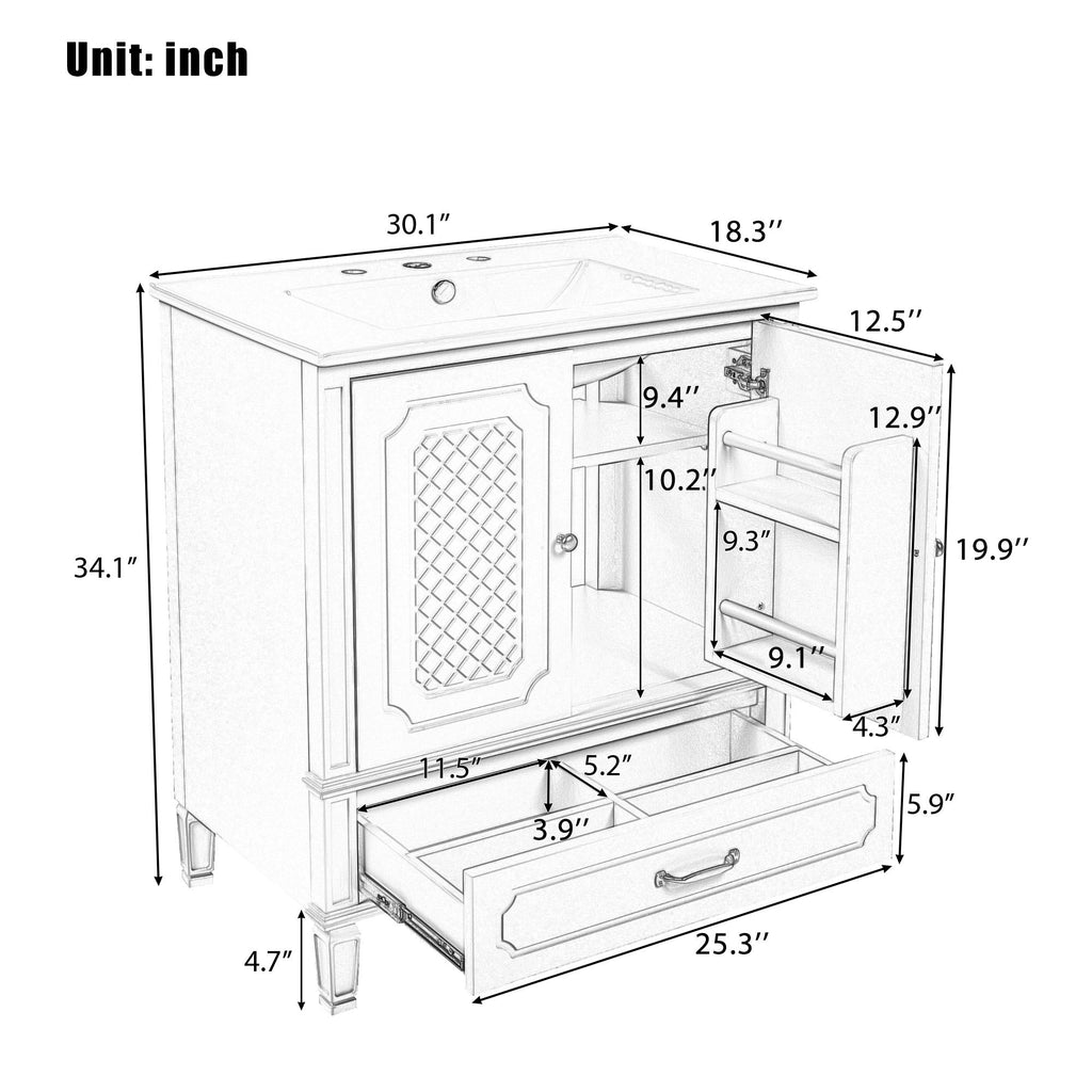 30" Bathroom Vanity with Sink