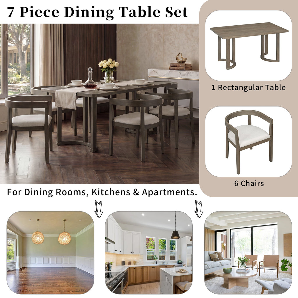 TREXM 7 Piece Dining Table Set for 6