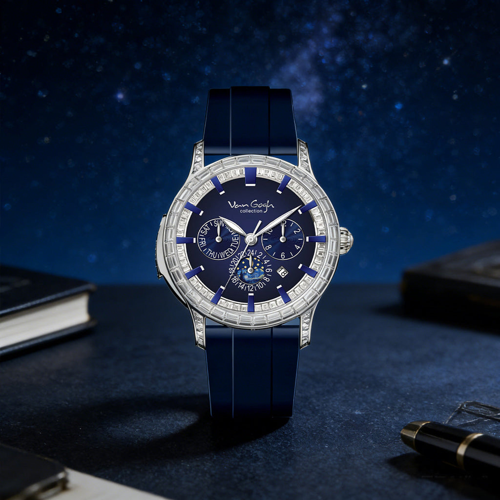 VAN GOGH High Appearance Light Luxury Men's Luminous Blue Mechanical Watch Bohui Series
