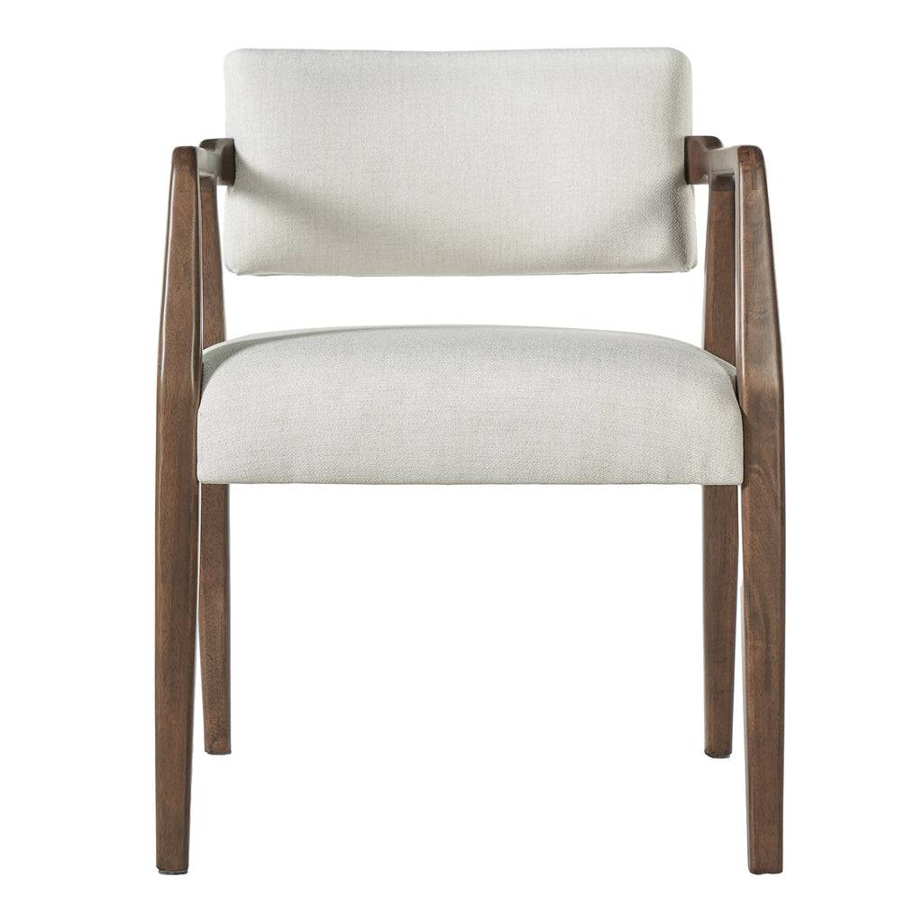 Mid-Century Rubber Wood Upholstered Dining Armchair (Set of 2)