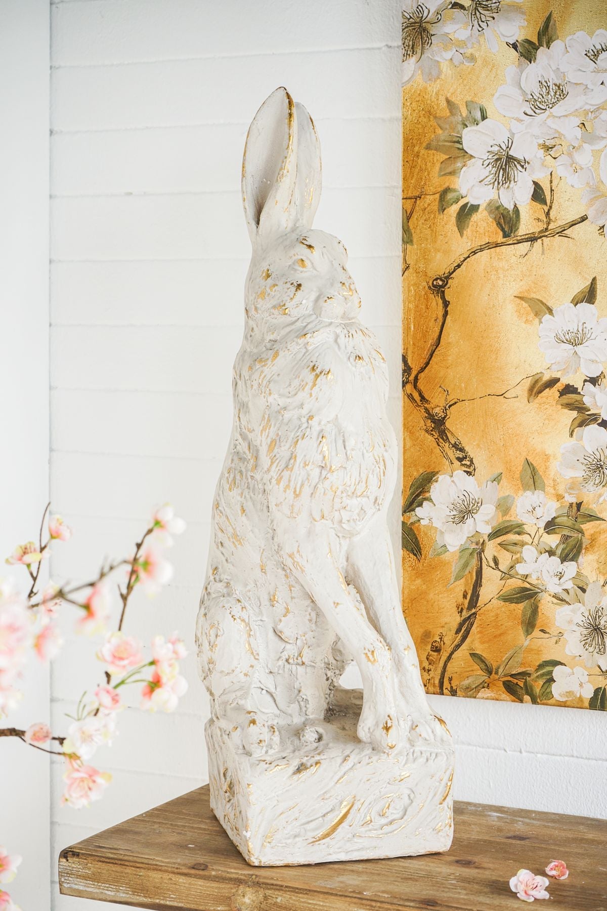 Large Magnesium Sitting Rabbit Figurine with Antique Finish