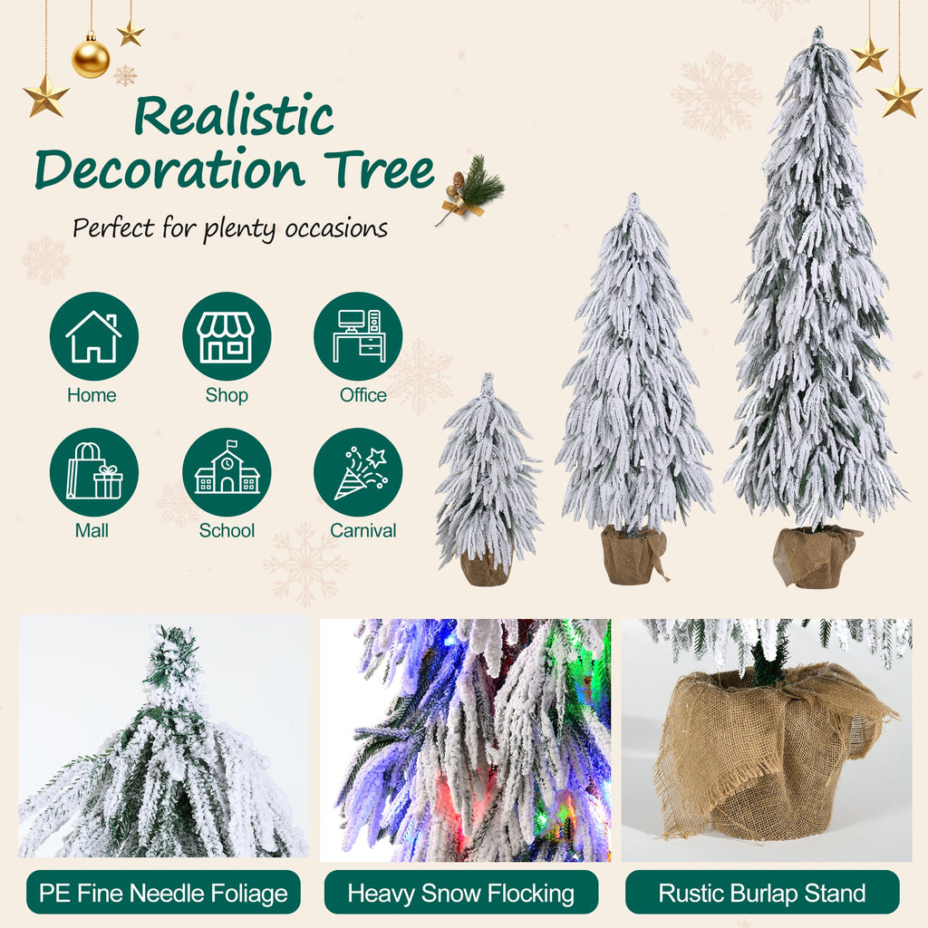 Pre-Lit Flocked Christmas Tree Set of 3 (3FT, 4.5FT, 6FT)