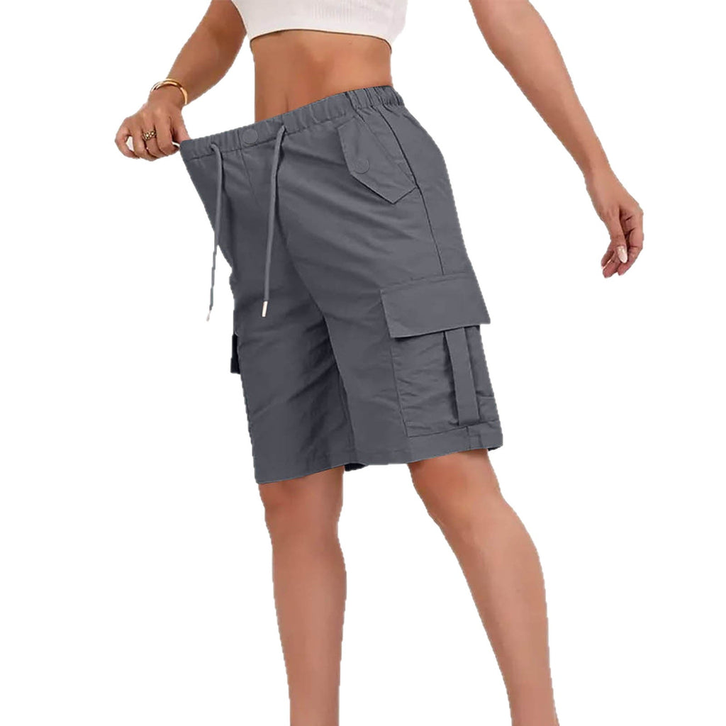 Womens High-waisted Casual Fashion Shorts With Pockets Buttons And A Drawstring
