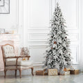 8 FT Flocked PE/PVC Christmas Tree with 44 Natural Pine Cones