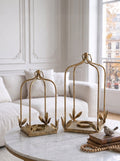 Set of 2 Luxe Distressed Golden Arched Iron Lantern