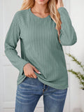 New Women's Long-Sleeve Top Autumn Winter Casual Solid Color Round Neck T-Shirt