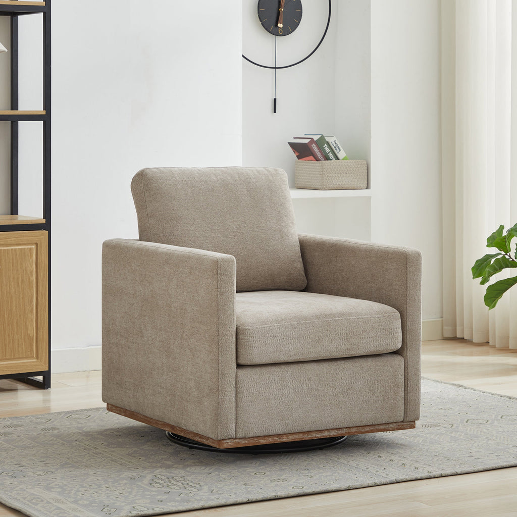 30.5"W Square Upholstered Swivel Accent Chair - Taupe