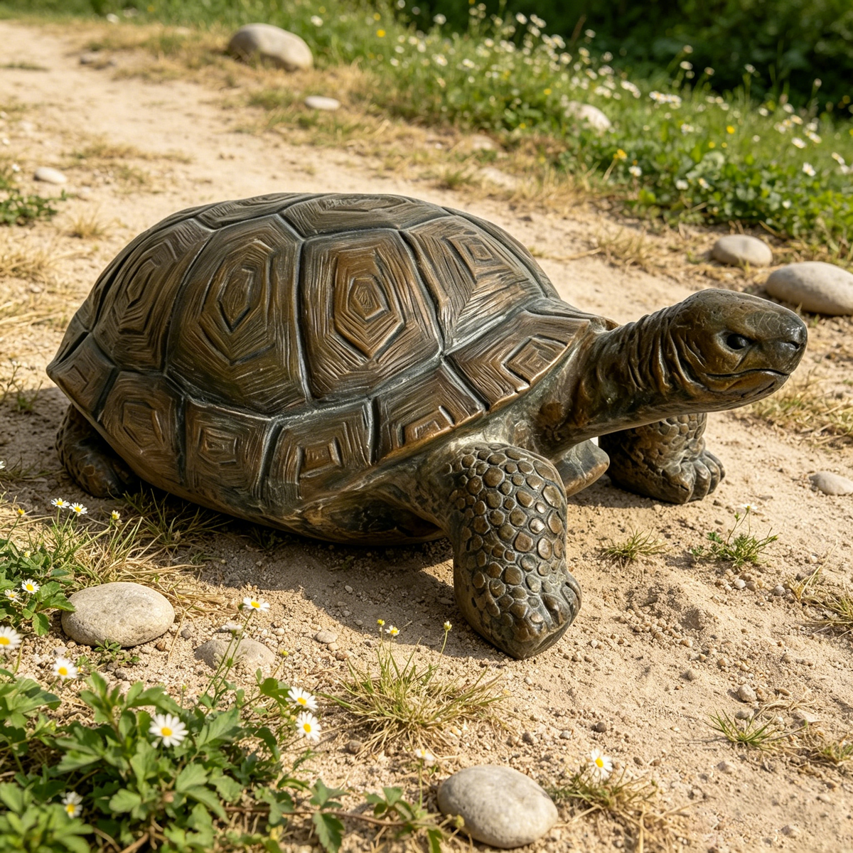Realistic Tortoise Figurine - 30.51" Long Resin Turtle Statue