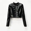 Faux Leather Lace Patchwork Cropped Jacket