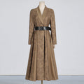Blooming Texture V-neck Leather Slimming Trench Coat Women