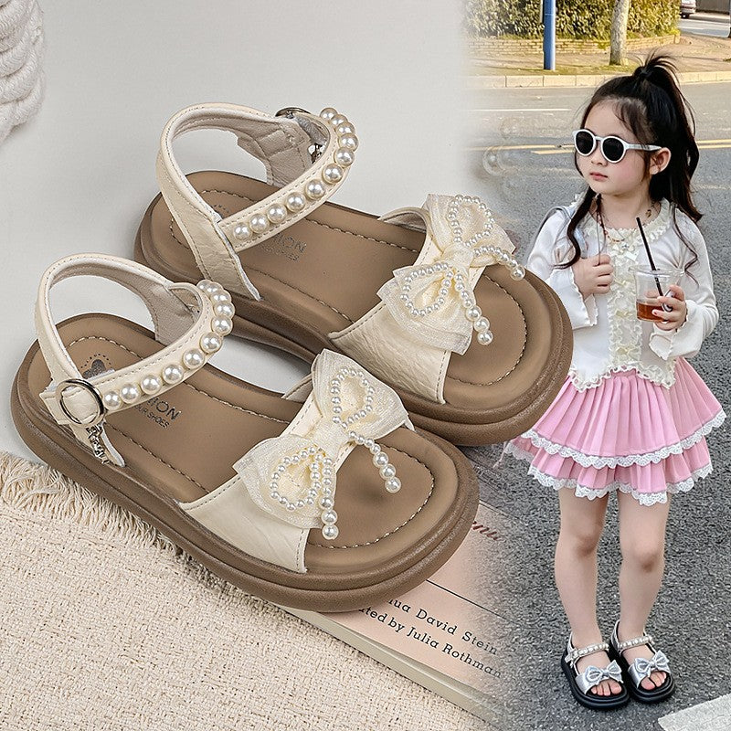 2026 Summer New Kids Sandals, Girls Fashion Versatile Princess Shoes, Stylish Soft Sole Beach Flat Shoes For Girls