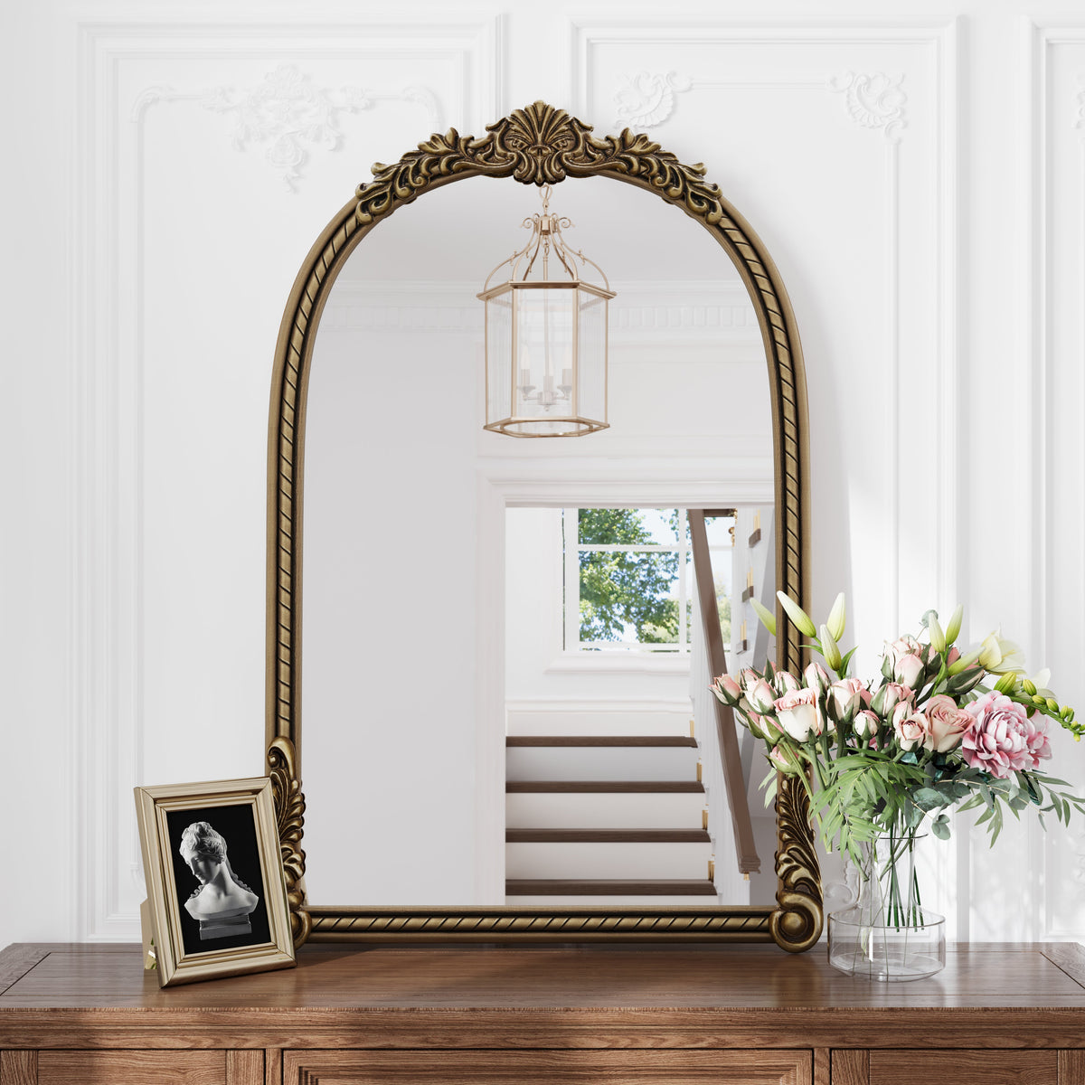37" Arch Vintage Relief Mirror