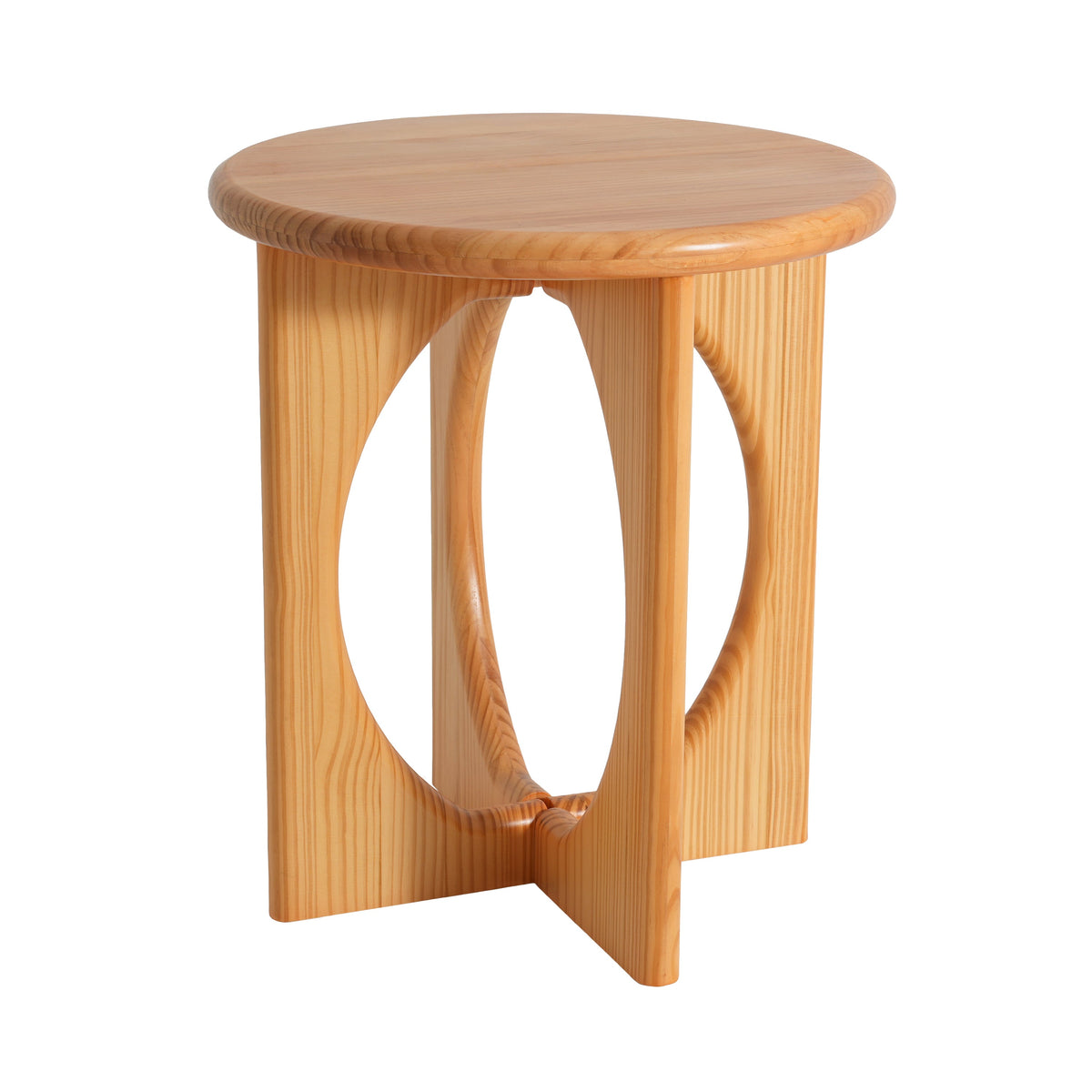 Natural Pine Wood Round End Table