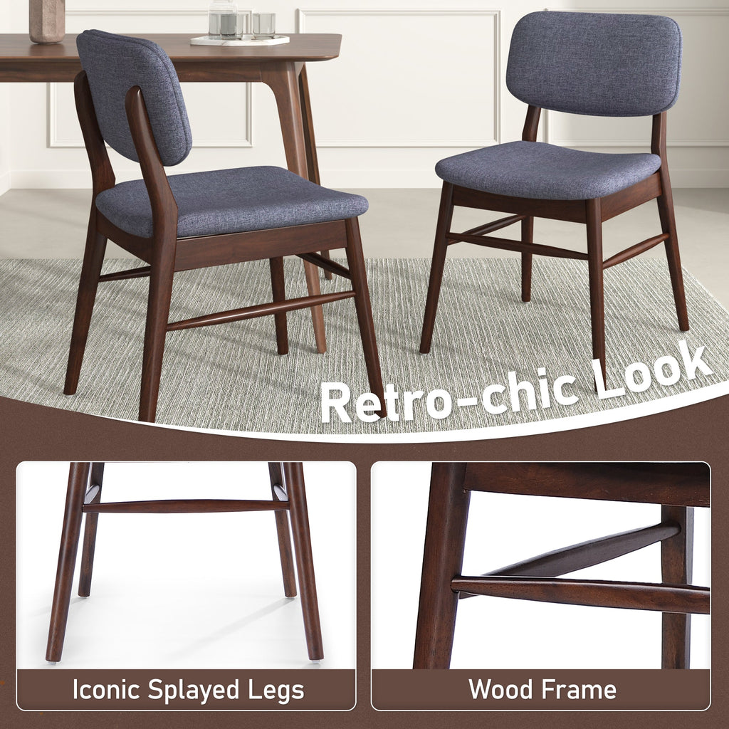Set of 2 Mid-Century Upholstered Dining Chairs