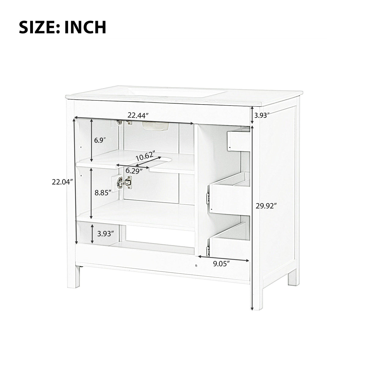 36" Bathroom Vanity with Sink Top