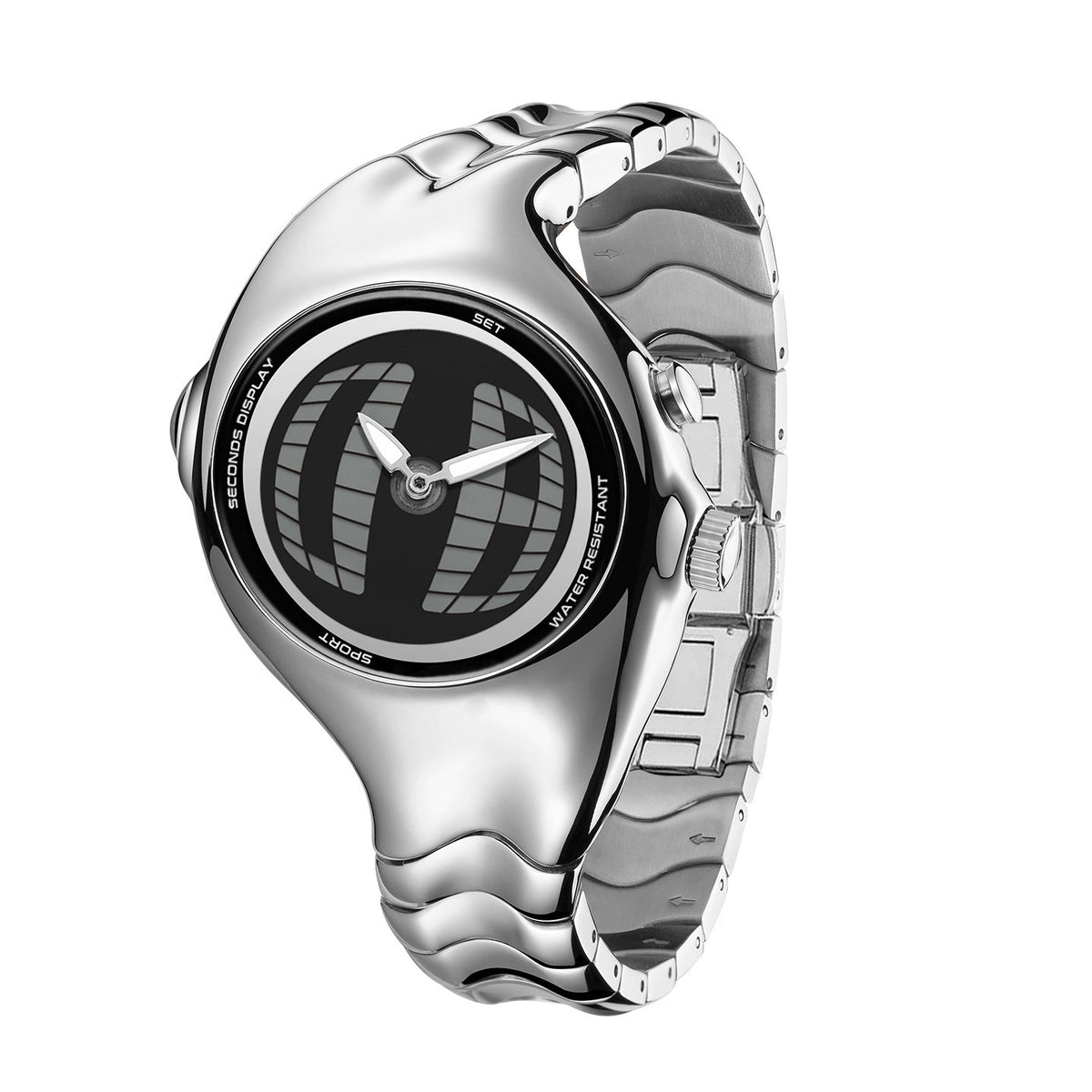 Mens Twisted Vintage Asymmetric Dual-Display Watch