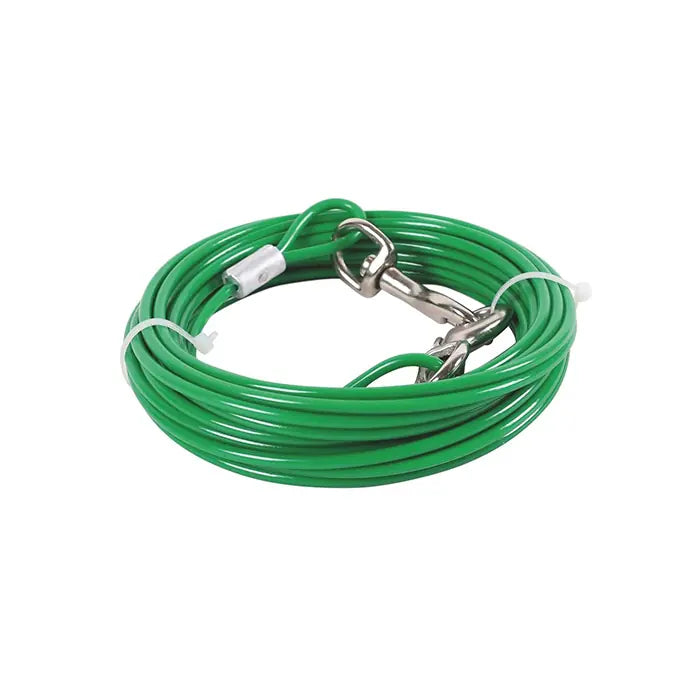M-Pets Strong Garden Tie Out Cable for Dogs 9m Green