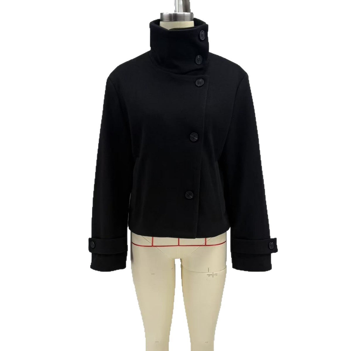Womens Loose-fitting Stand-collar Thick Woolen Short Coat