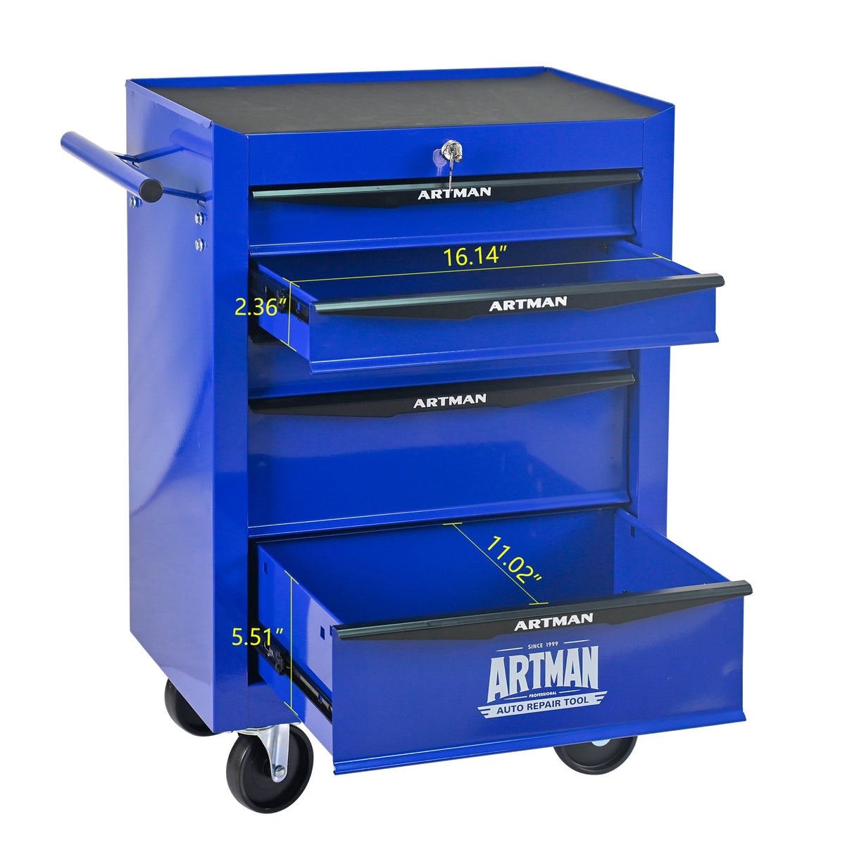 5-Drawer Rolling Metal Tool Chest - Purple