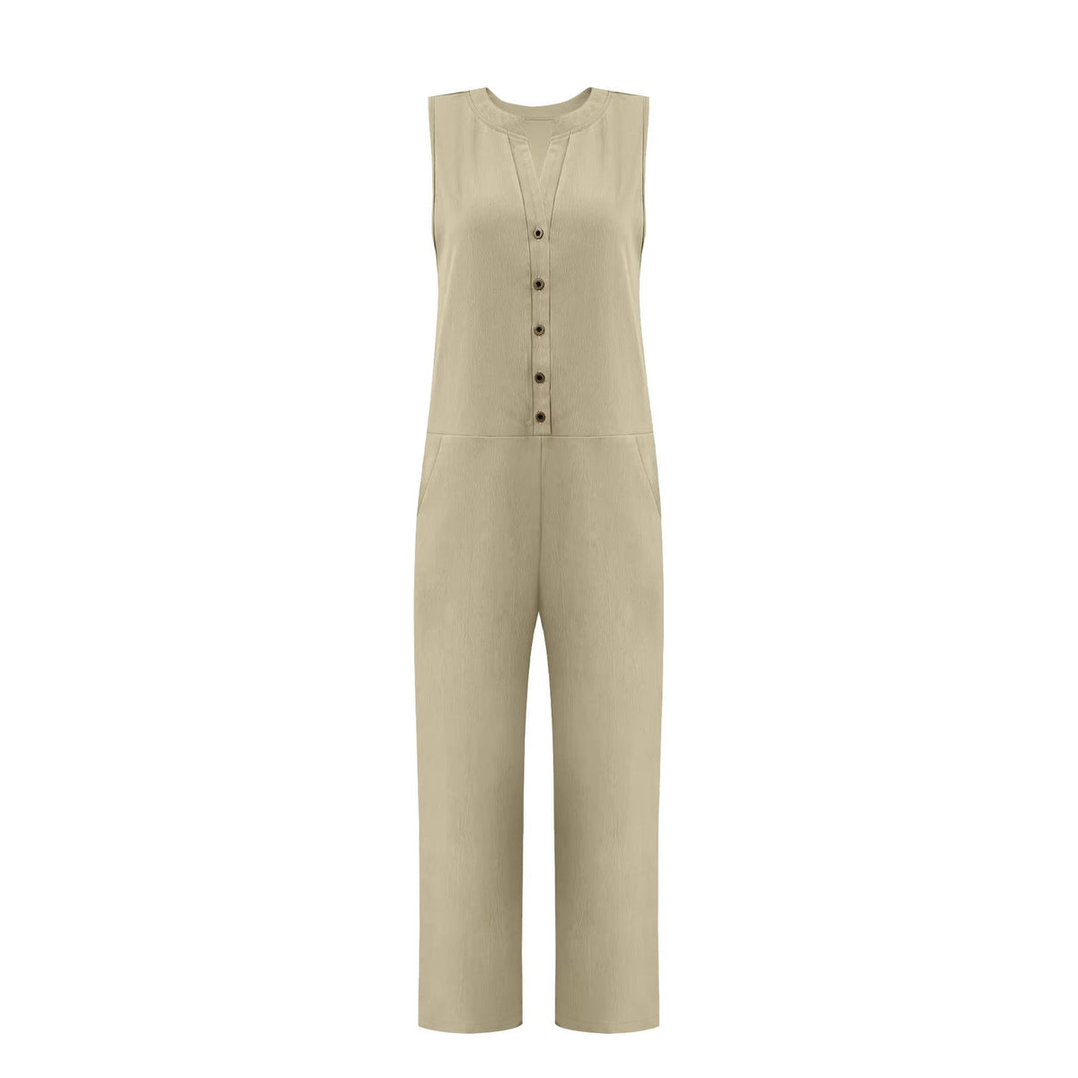EBay Amazon European And American Cross-border Spring-summer Solid Color Wide-leg Jumpsuit Casual Loose V-neck Buttoned Jumpsuit For Women