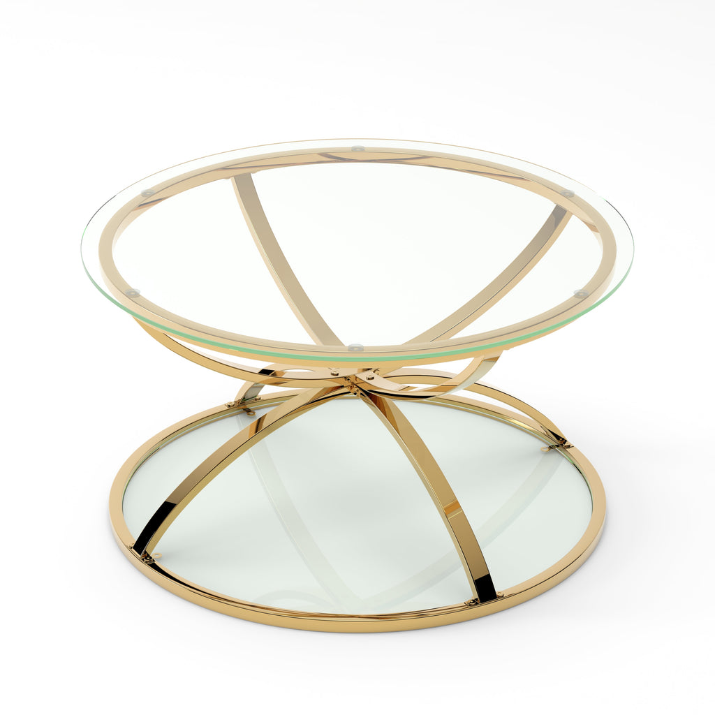 31.50'' Modern Glass Coffee Table with 2 Tiers