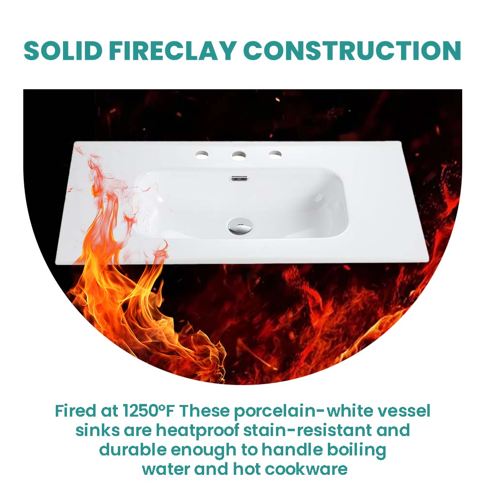 Integrated Glossy White Ceramic Bathroom Sink