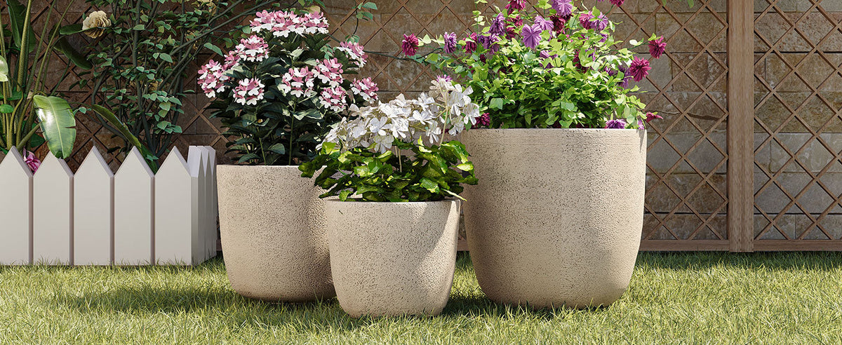U_Style Lightweight Matte Textured MGO Flower Pot Set of 3