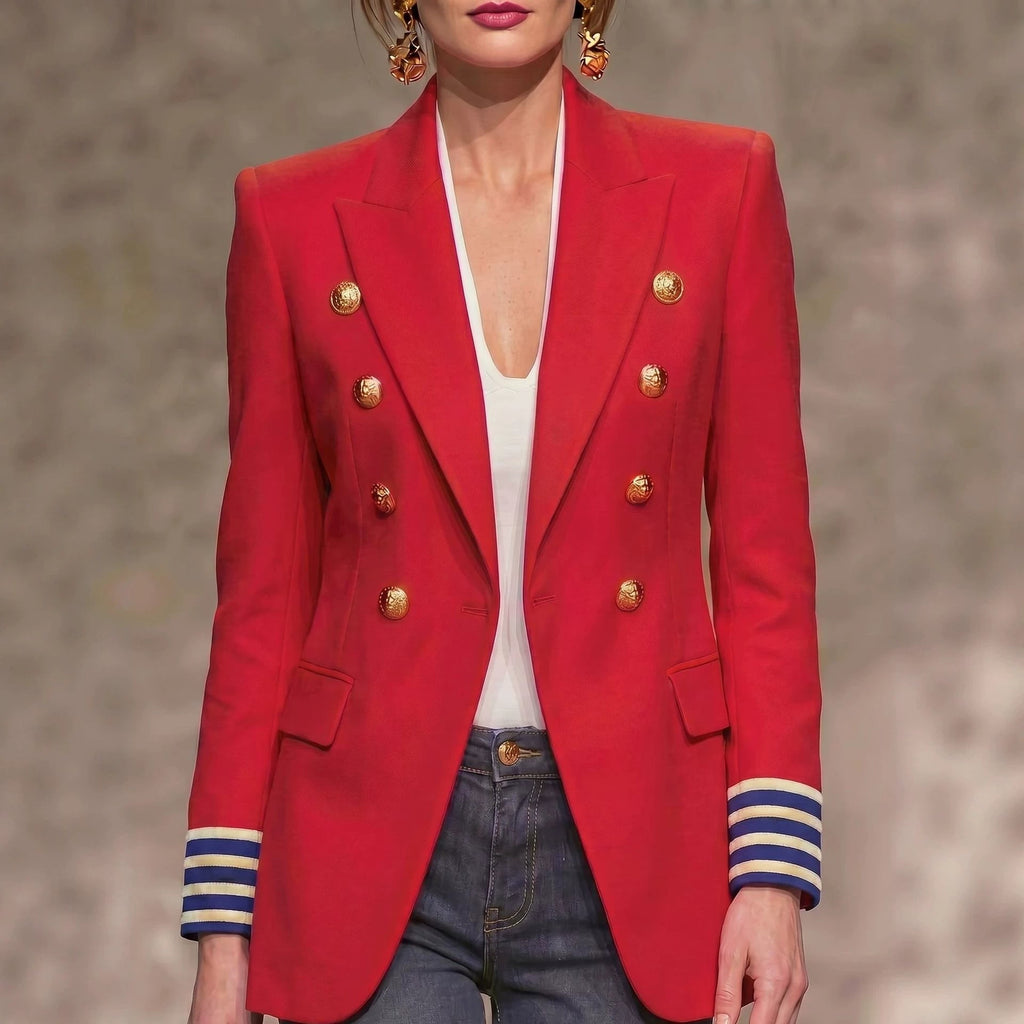 Womens French-style Vintage Red Blazer