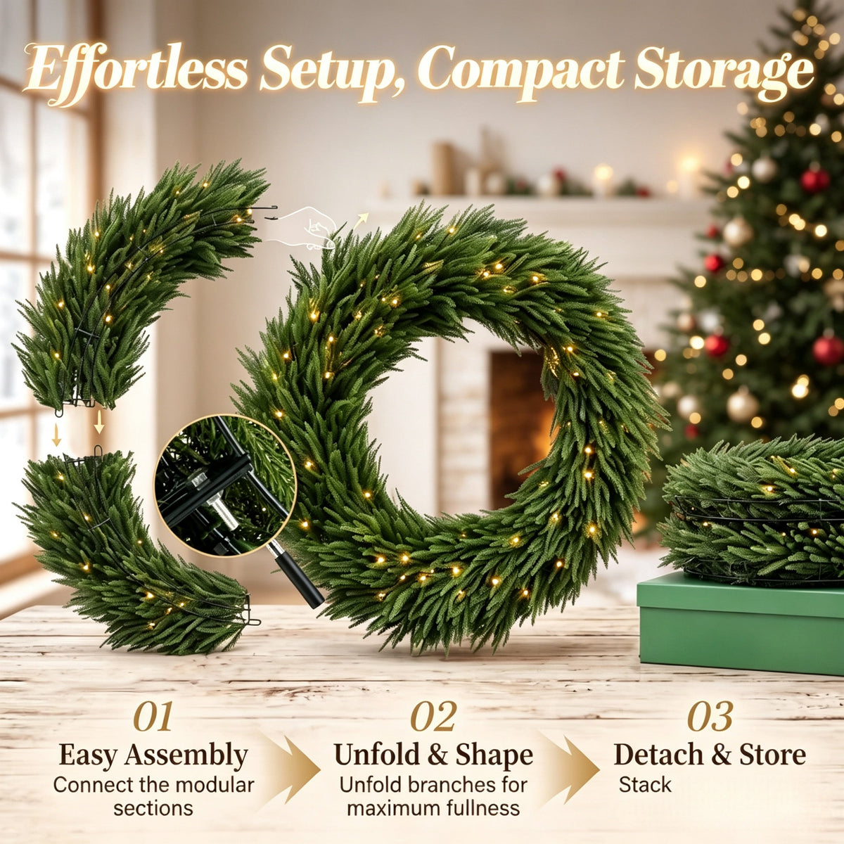 36-Inch Pre-Lit Christmas Wreath