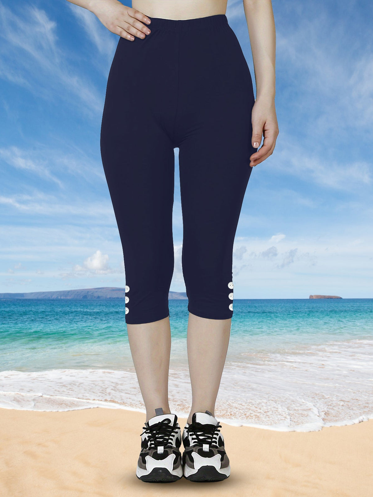 Women High Waisted Capri Leggings, Buttery Soft Yoga Pants, 4-Way Stretch Workout Athletic Cropped Pants For Daily Gym Fitness