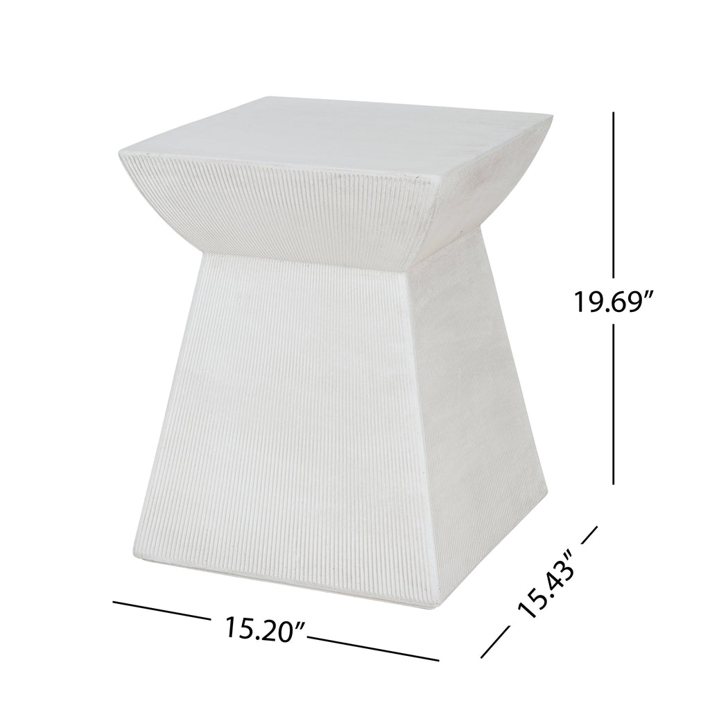 Antique-Textured Magnesium Oxide Outdoor Side Table