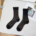 Thin Mid-calf Solid-color Lace-up Socks For Women