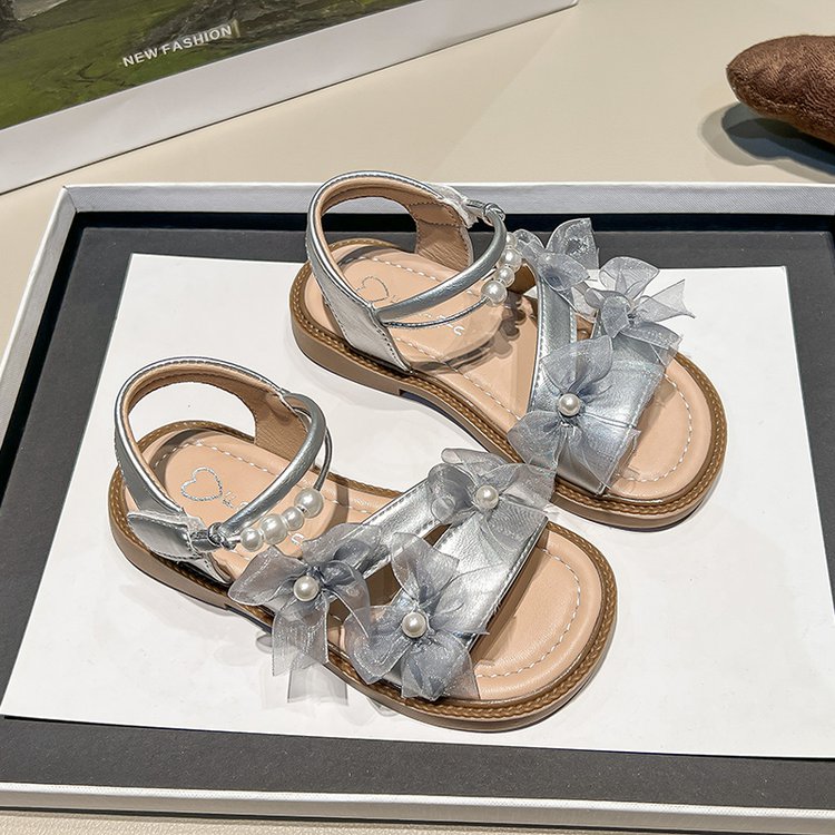 Fairy Style Girls' Baby Princess Sandals, Bow Shaped Children's Roman Shoes, Summer New Style Girls' Beach Shoes
