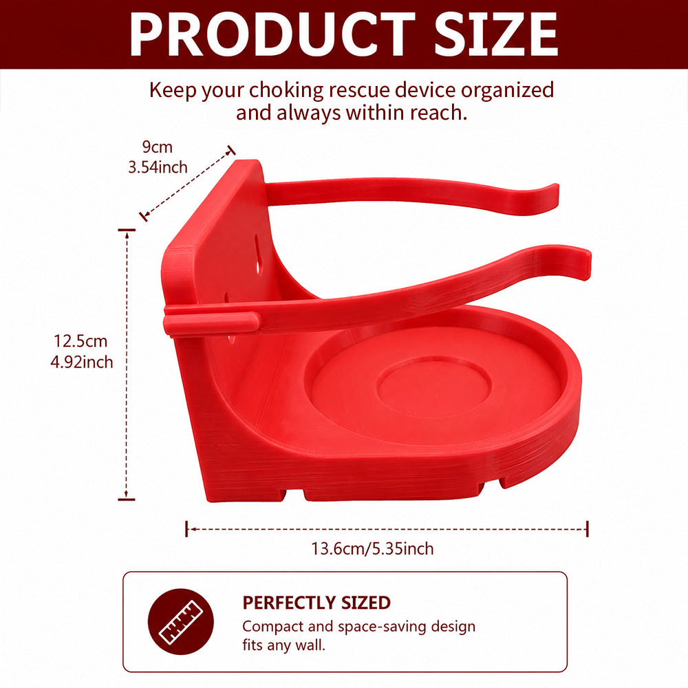Durable ABS Red Choking Rescue Device Wall Mount Bracket Airway Clearance Tool Storage Holder Single Tier Plastic