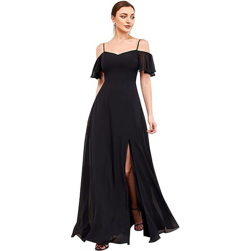 Off-shoulder Chiffon Maxi Dress, Womens Evening Gown