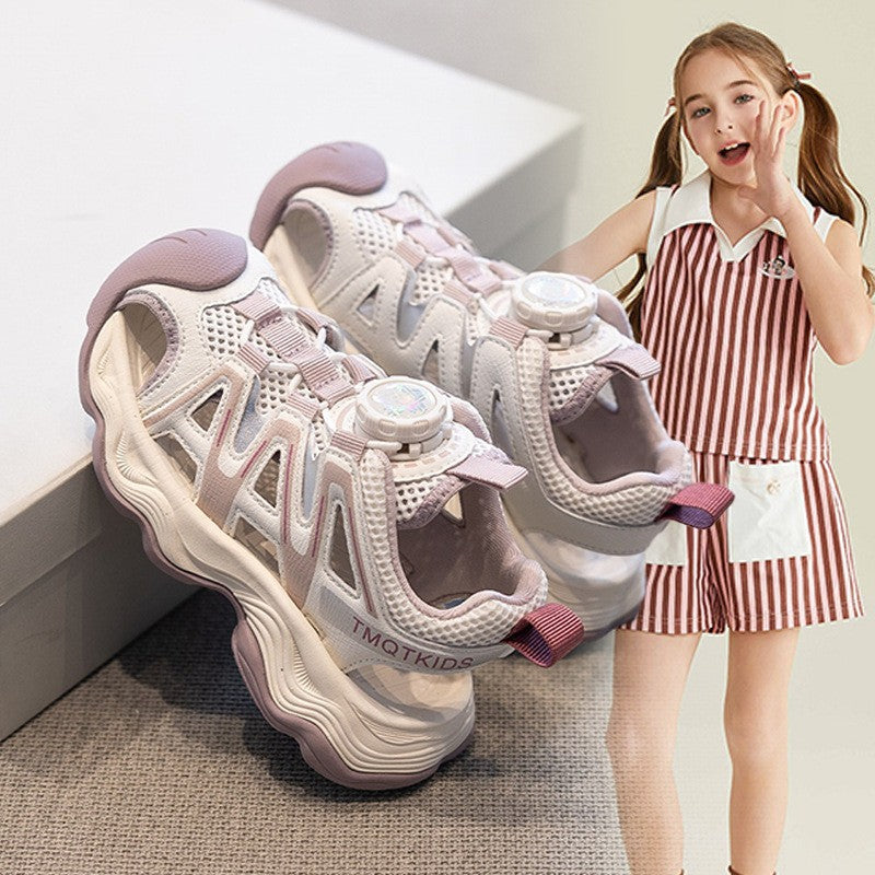 2026 Summer New Kids Sports Sandals, Girls Breathable Non-Slip Mesh Shoes, Baby Girls Hollow Out Soft Sole Beach Shoes