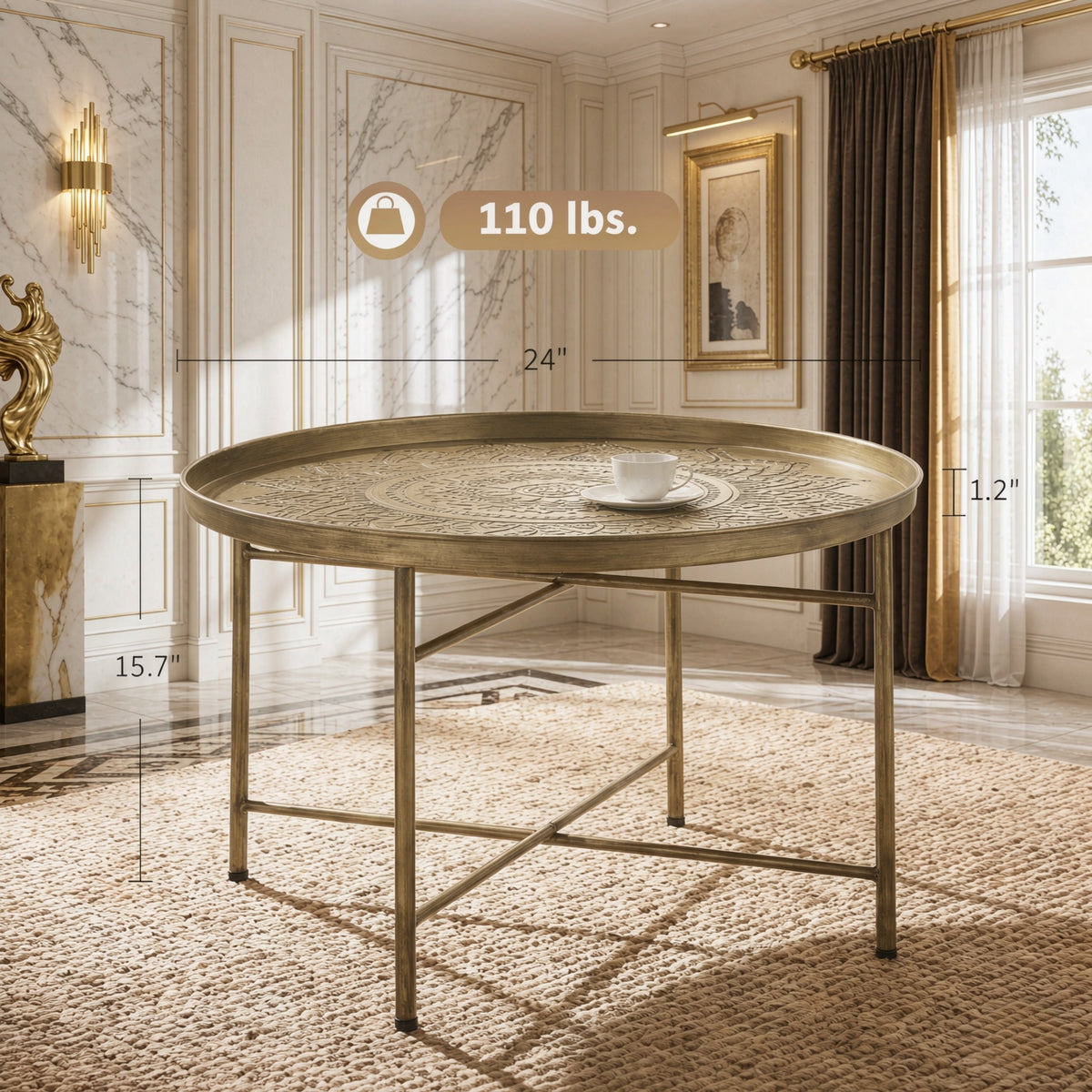 Multi-Functional Circular Center Table for Living Room