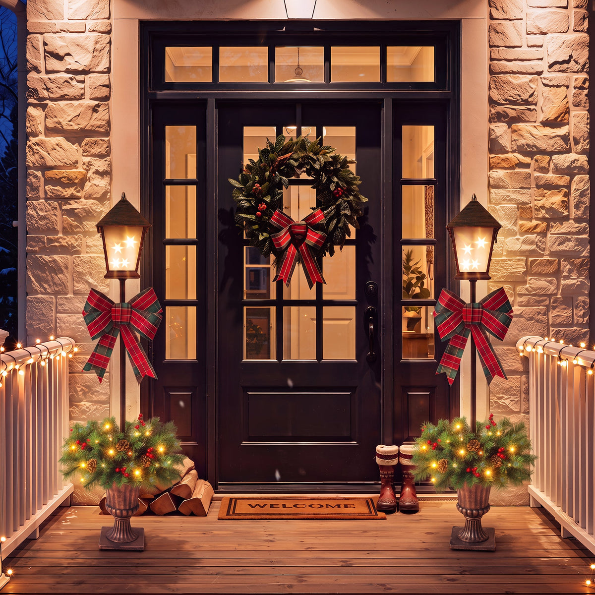 2 Pack Pre-Lit Christmas Lamp Post Decor